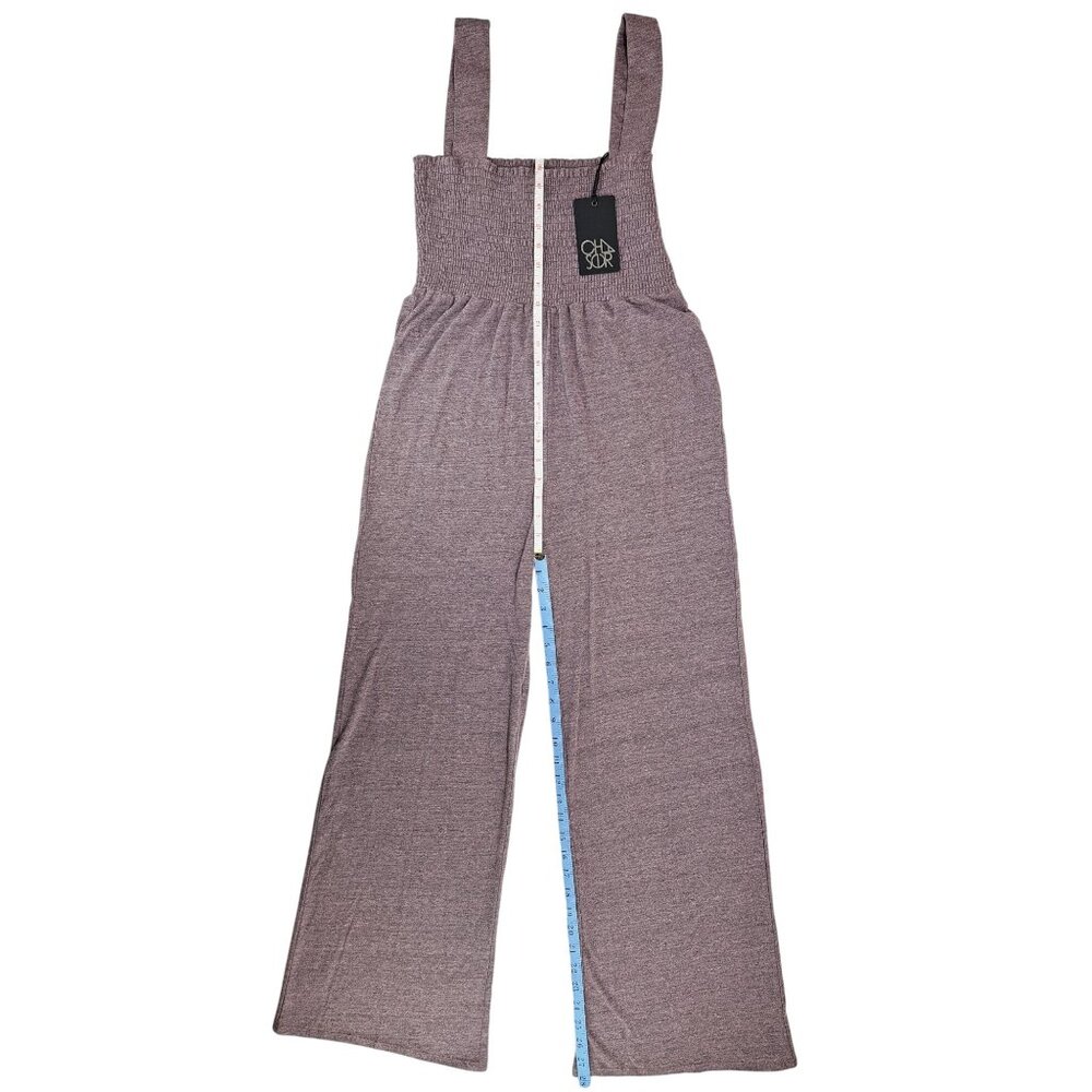 Chaser Women Smocked Wide-Leg Jumpsuit Stretchy Straps Soft Fabric Small Purple - Picture 5 of 5